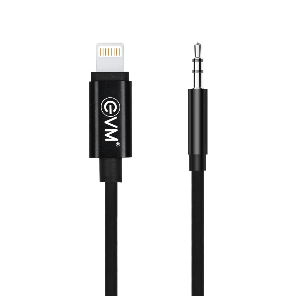 EVM iPhone Lightning to 3.5mm Aux Cable Black view 2